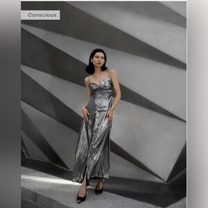 Project Runway Georgia Hardinger Silver Sienna Dress $495